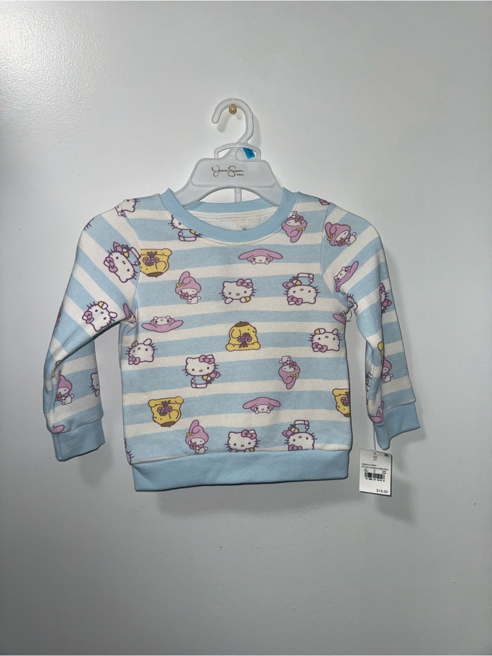 Hello Kitty Light Blue Stripe Crewneck Sweatshirt for Kids